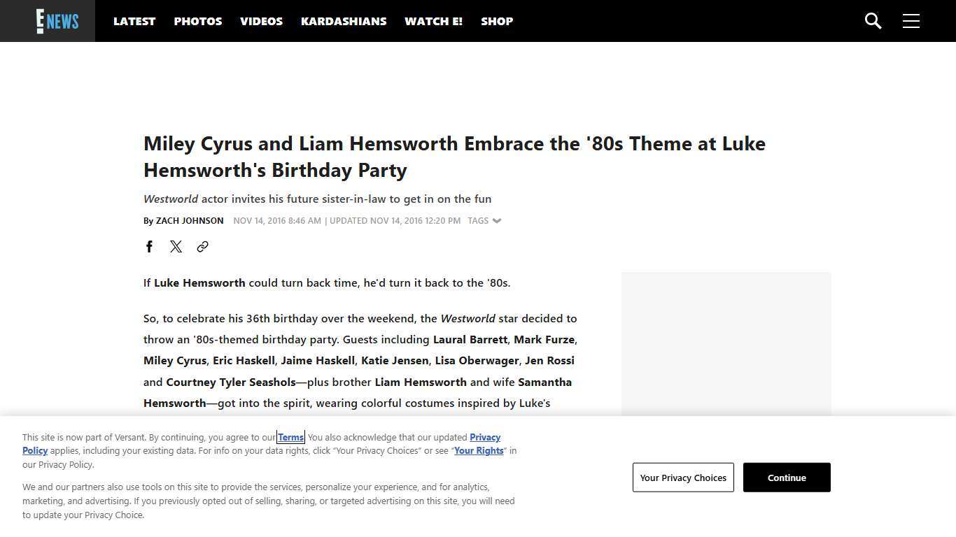 Miley Cyrus and Liam Hemsworth Go Totally '80s