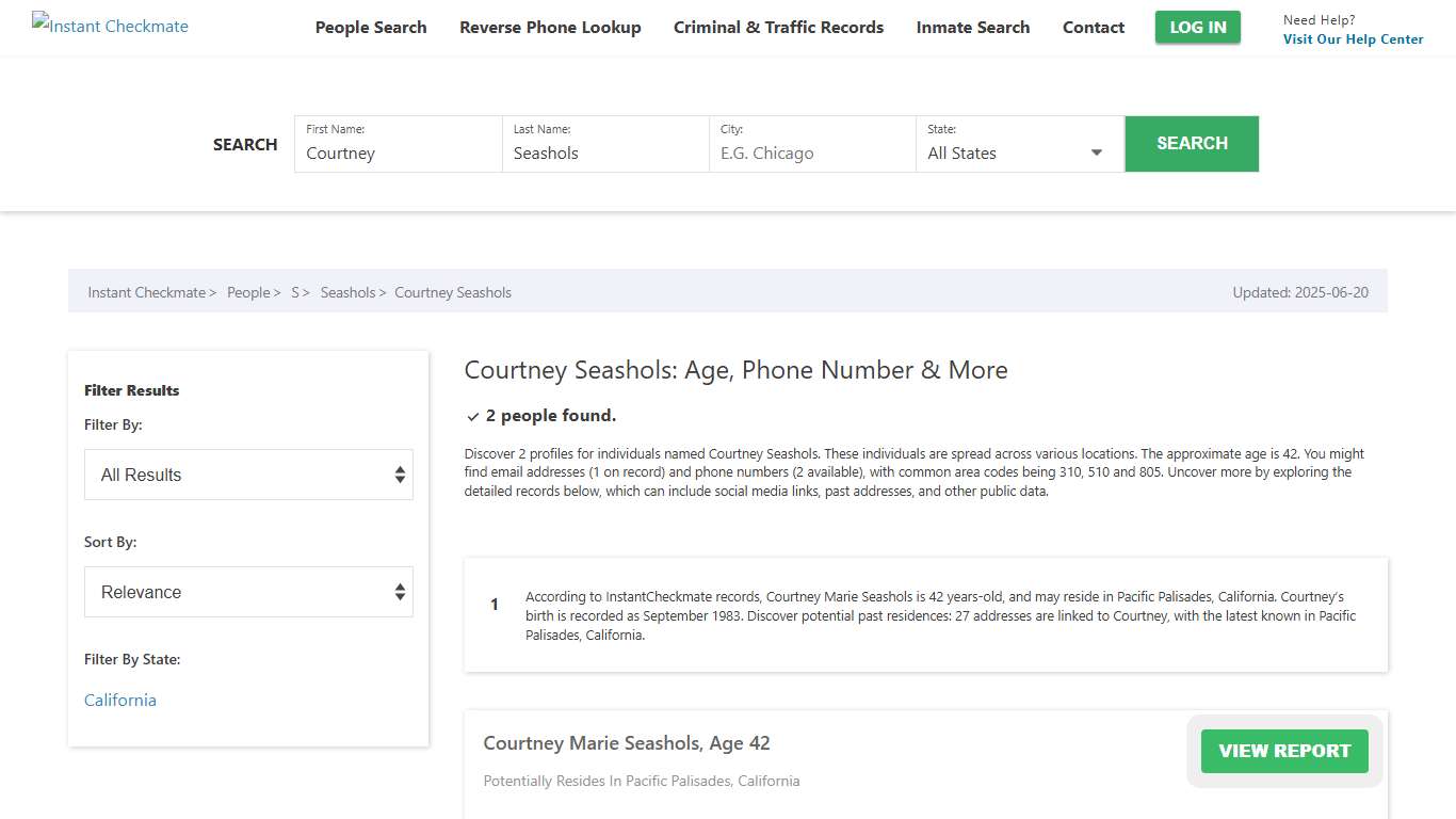 Courtney Seashols (Profile): Contact & Background Info